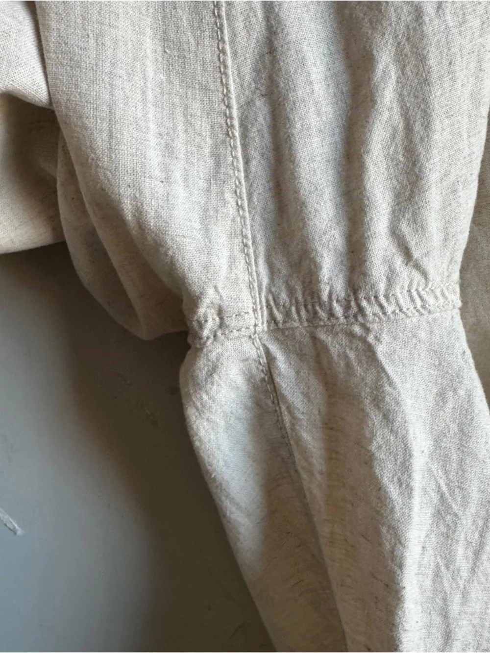 H&M Linen Cotton Wide Leg Pants Cream Coastal Grandma‎ Minimalist Capsule Sz S